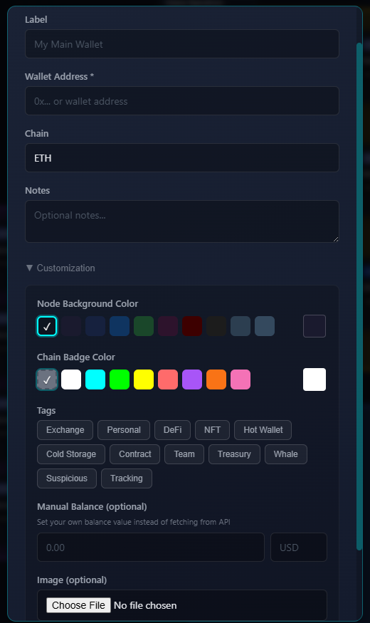 Edit wallet modal